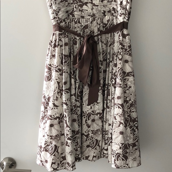 Arden B Brown Silk Floral Print Cocktail Dress - Picture 7 of 7